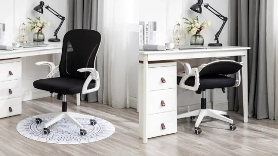 Высокое качество офисного помещения из черной ткани с сетчатым вращающимся стулом